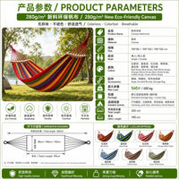 Canvas Hammock with Spreader Bar, Portable Single/Double Hammock for Indoor/Outdoor Use, Tree Hanging Swing Chair for Adults and Kids