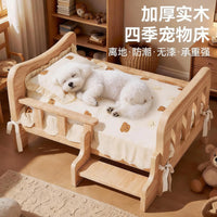 Elevated Wooden Pet Bed for Small to Medium Dogs and Cats, Indoor Outdoor Use