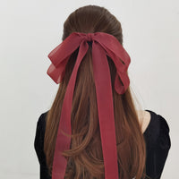 Elegant Organza Bow Hair Clip with Long Streamers, Chinese Style Sweet Hair Accessory