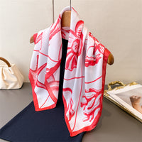 Beach Vacation Print Imitation Silk Scarf Shawl for Women