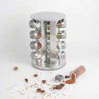 360° Rotating Spice Rack with Jars, Multi-Layer Stainless Steel Kitchen Seasoning Organizer