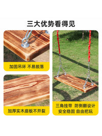 Kids Wooden Swing Outdoor Adult Hanging Chair Indoor Home Thickened Hemp Rope Courtyard Seat Anti-corrosion Wood Swing