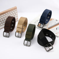 Men's Canvas Belt with Pin Buckle, Adjustable Casual Belt for Jeans and Uniform Wear