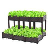 Outdoor Elevated Garden Planter Box for Vegetables and Flowers, Large Rectangular Plastic Planting Container