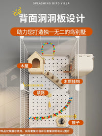 Large Luxury Bird Cage for Parrots and Small Birds, Splash-Proof Villa Design