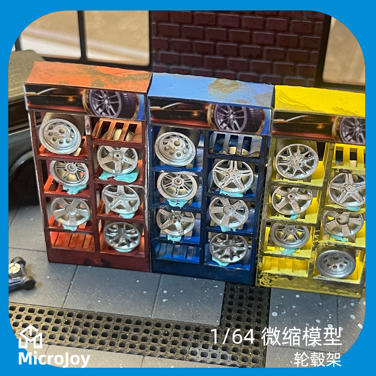 1/64 Scale Miniature Wheel Hub Rack Model for Diorama and Indoor Decoration