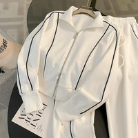 Women's Fashionable Sporty Casual Sweatshirt & Wide-Leg Pants Set
