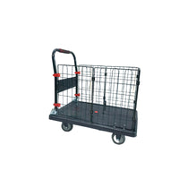 Folding Camping Cart with Fence, Portable Flatbed Trolley with 4 Wheels for Outdoor Activities and Goods Transport