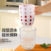 Portable Fruit and Vegetable Salad Cup with Fork, Food-Grade Material, High Aesthetic Design, Draining Function