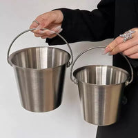 304 Stainless Steel Portable Ice Bucket with Handle for Snacks and Seafood