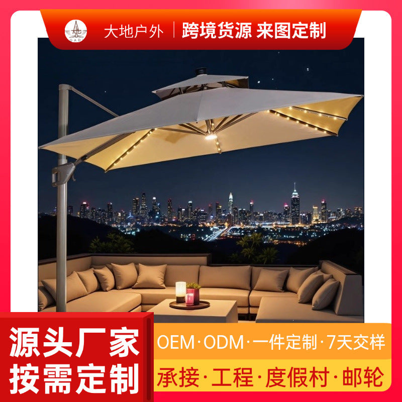 Patio Solar LED Roman Umbrella with Lights for Villa Garden Outdoor Shade