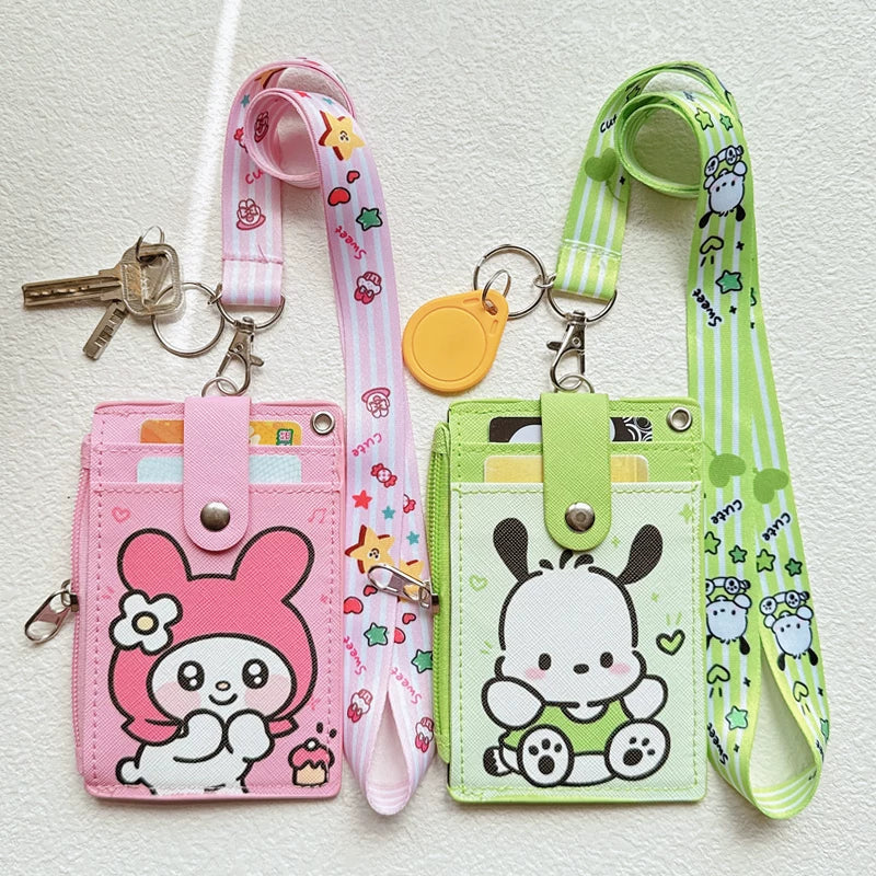 Cartoon Multi-functional ID Card Holder with Lanyard for Students