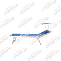 Outdoor Folding Lounge Chair with Canopy, Portable Sunshade Beach Cot for Patio Poolside Camping