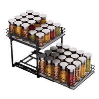 Pull-Out Under Sink Organizer Rack, Double-Layer Iron Kitchen Spice Storage Drawer