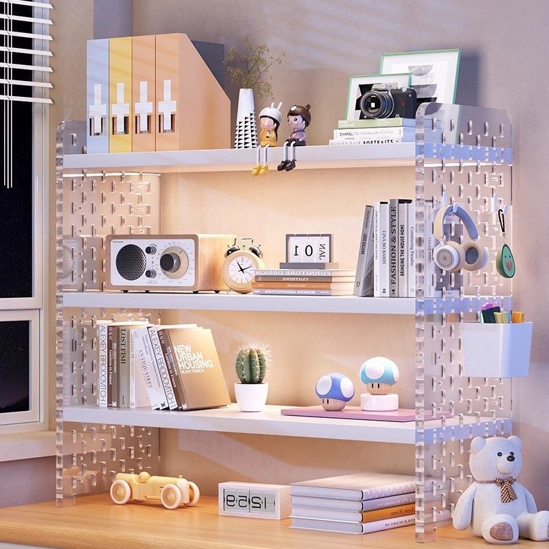 Acrylic Desktop Pegboard Shelf Organizer Multi-layer Display Storage Rack for Office Desk