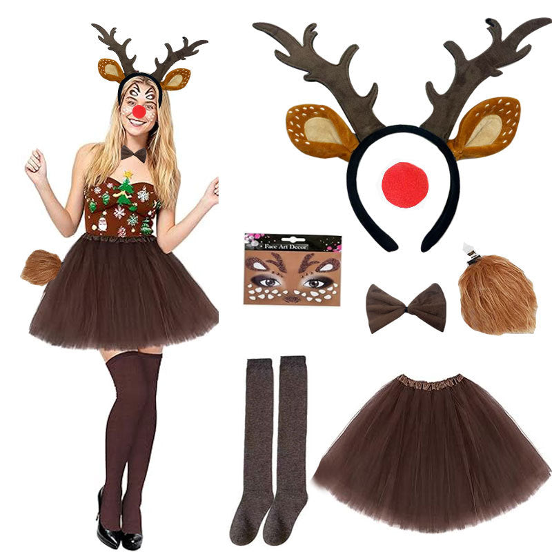 Christmas Reindeer Antler Headband Set for Kids and Adults
