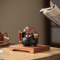 Lucky Cat Rotating Storage Tray Decoration for Home Entryway & Desktop