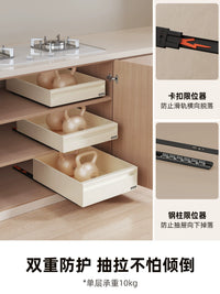 Pull-Out Kitchen Cabinet Organizer Drawer with Soft-Close Slides for Spices and Under-Sink Storage