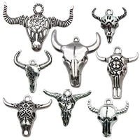 DIY Alloy Antique Silver Bull Head Charms for Jewelry Making