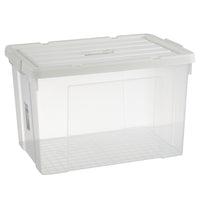 55L Clear Plastic Storage Box with Lid, Heavy-Duty Stackable Container with Handles for Home Organization