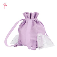 Girls' Ballet Dance Backpack with Sequin and Mesh Trim, Princess Style Barrel Bag for Kids