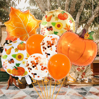 Thanksgiving Aluminum Film Balloon Set - Pumpkin Maple Leaf Harvest Festival Party Decorations
