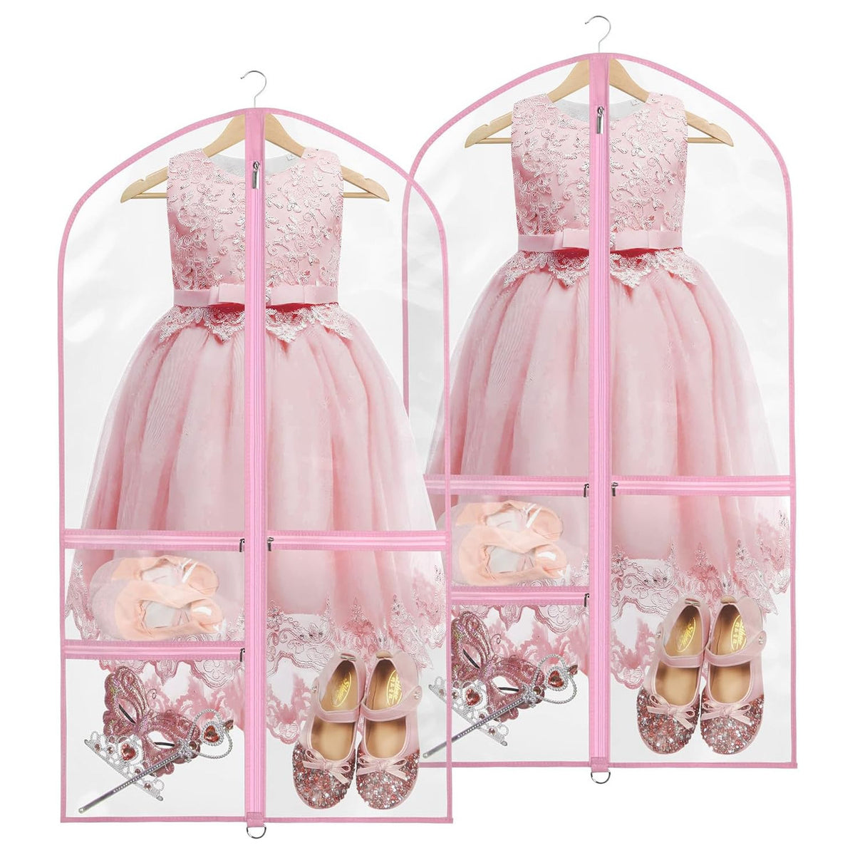 Clear Garment Bag for Dance Costumes with 3 Pockets, 40-inch