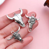 DIY Alloy Antique Silver Bull Head Charms for Jewelry Making