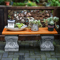 Chinese Style Artificial Stone Pedestal Garden Decor Wooden Flower Stand