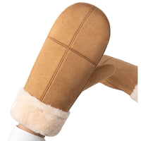 Unisex Winter Warm Suede-like Windproof Full Finger Gloves with Neck Strap for Cycling
