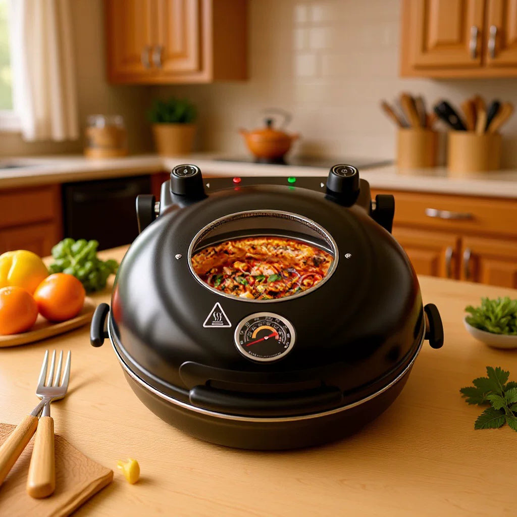 Multi-functional Pizza Maker with Timer and Temperature Control for Home Use