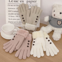 Women's Knitted Touchscreen Gloves with Fleece Lining for Winter Outdoor Cycling