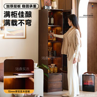 Solid Wood Wine Cabinet Display Shelf with Glass Door, Modern Luxury Home Bar Storage Organizer