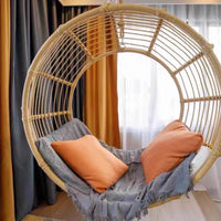 Indoor Outdoor Rattan Weave Hanging Basket Chair with Cushion