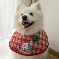 Christmas Pet Bandana Bib for Dogs - Santa Pattern Red Plaid