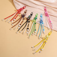 Fashionable Braided Rope Keychain with Sweet Flower Bowknot Starfish Charms for Women's Bags