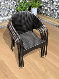 Rattan Woven Armchair for Outdoor and Indoor Use, Heavy-Duty Anti-Tip Design