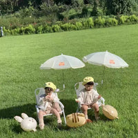 Kids Cartoon Camping Chair with Sun Umbrella, Foldable Portable Beach Moon Chair for Outdoor Use