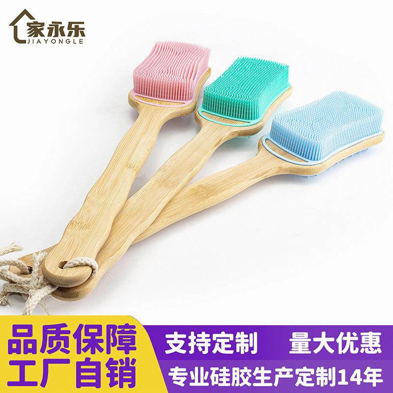 Bamboo Handle Long Bath Brush for Exfoliation and Massage