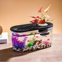 Desktop Oval Aquarium for Turtles and Fish with Hydroponic/Soil Cultivation Options