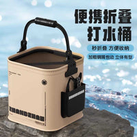 Portable Collapsible Fishing Bucket Live Fish Container with Rope for Outdoor Angling