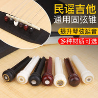 Ebony Acoustic Guitar Bridge Pins with Shell Inlay