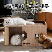 Cat Scratching Post and House Combo with Sisal and Felt