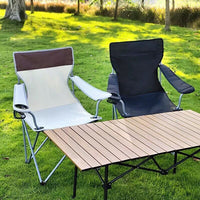 Outdoor Folding High-Back Fishing Chair with Armrests for Camping Picnic Beach Park