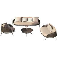 Nordic Outdoor Rattan Sofa Set for Patio Garden Balcony - Single/Double Seater with Coffee Table