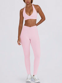 Women's Butt-Lifting Tummy Control Running Shorts & Halter Sports Bra Yoga Set