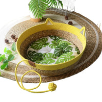 Handwoven Wicker Cat Bed with Scratching Board, All-Season Warmth, Detachable and Washable