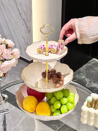 Multi-tier Dessert Stand with Plates for Fruits, Candies, Cakes, and Snacks