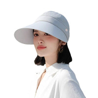 Women's Summer Outdoor Cycling Sun Hat with Wide Brim, Foldable Ice Silk Breathable Empty Top Fisherman Cap