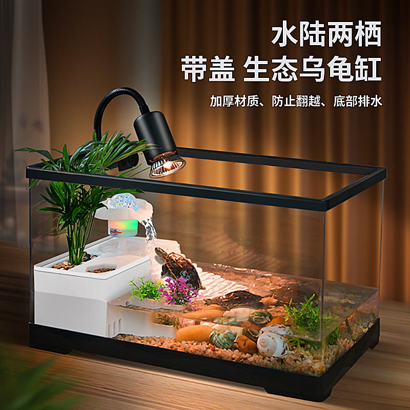 Turtle Tank with Basking Platform and Filter for Small to Medium Reptiles